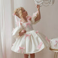 Puff sleeve flower girl wedding dress