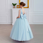 Bow-back tulle flower girl evening dress