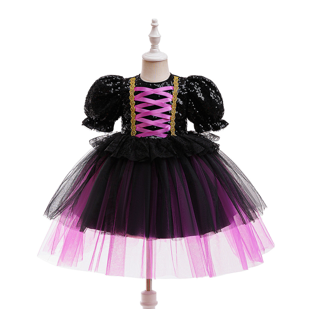 Mia girls purple sequin corset Halloween dress with ombre tulle skirt