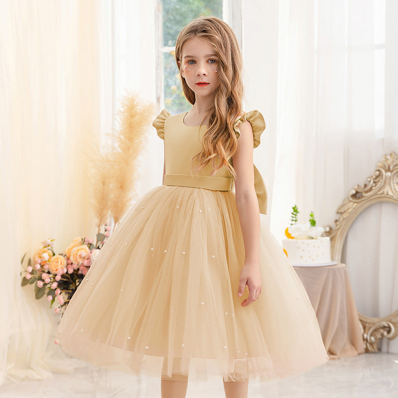 Princess tutu flower girl dress with mesh bow