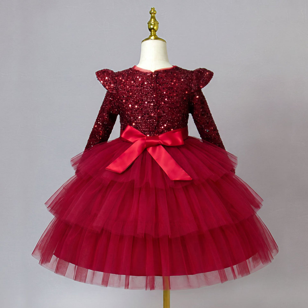 Girls long sleeve sequin Christmas dress with tulle skirt