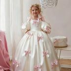 Royal puff sleeve flower girl evening gown