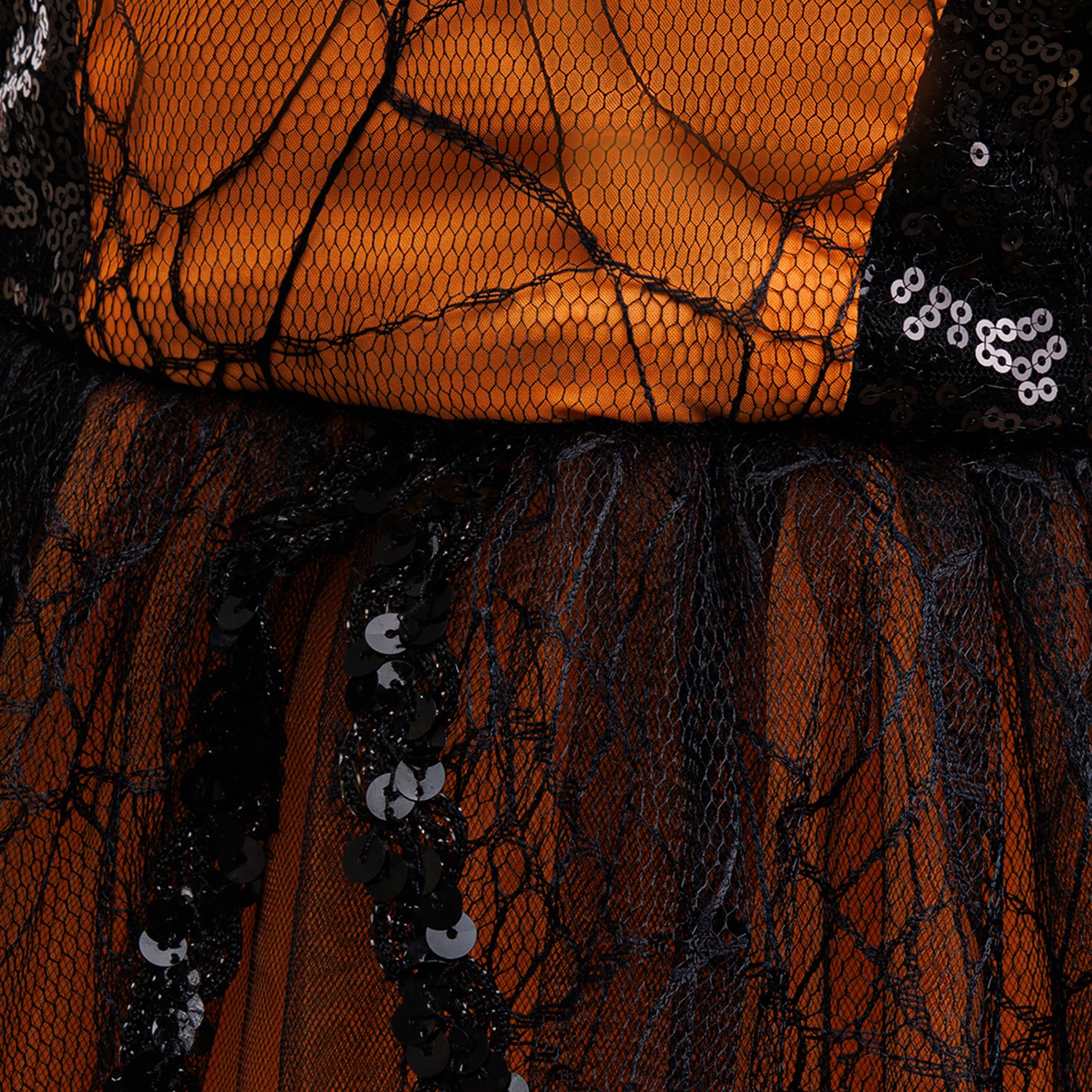 Harper girls spiderweb lace Halloween dress with puff sleeves