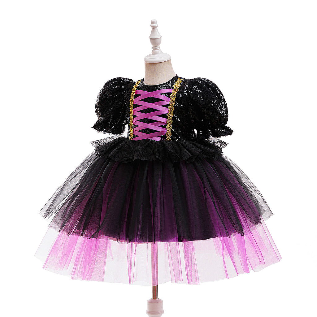 Mia girls purple sequin corset Halloween dress with ombre tulle skirt