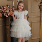 Champagne trailing flower girl princess dress