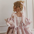 Royal puff sleeve flower girl evening gown