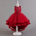 Girls Christmas dress with puffy tulle trailing skirt