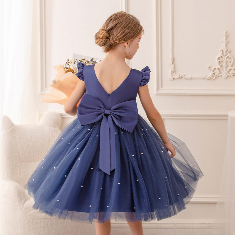 Princess tutu flower girl dress with mesh bow
