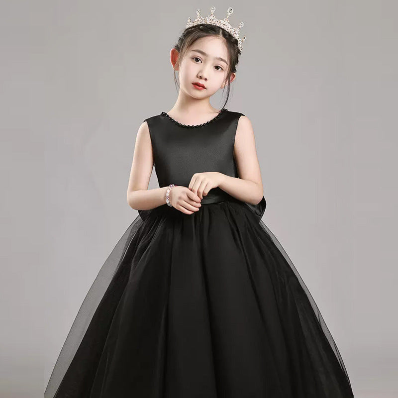 Bow-back tulle flower girl evening dress