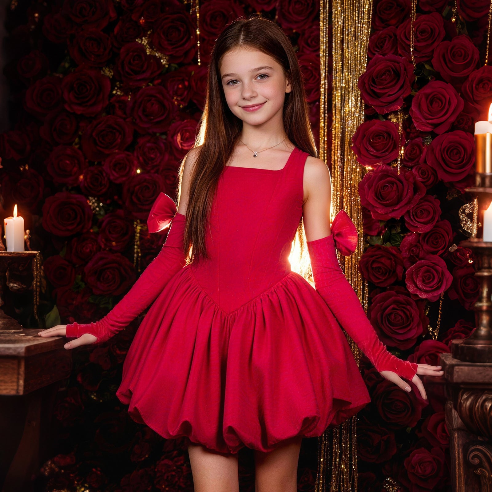 Puffy princess girls birthday party ball gown