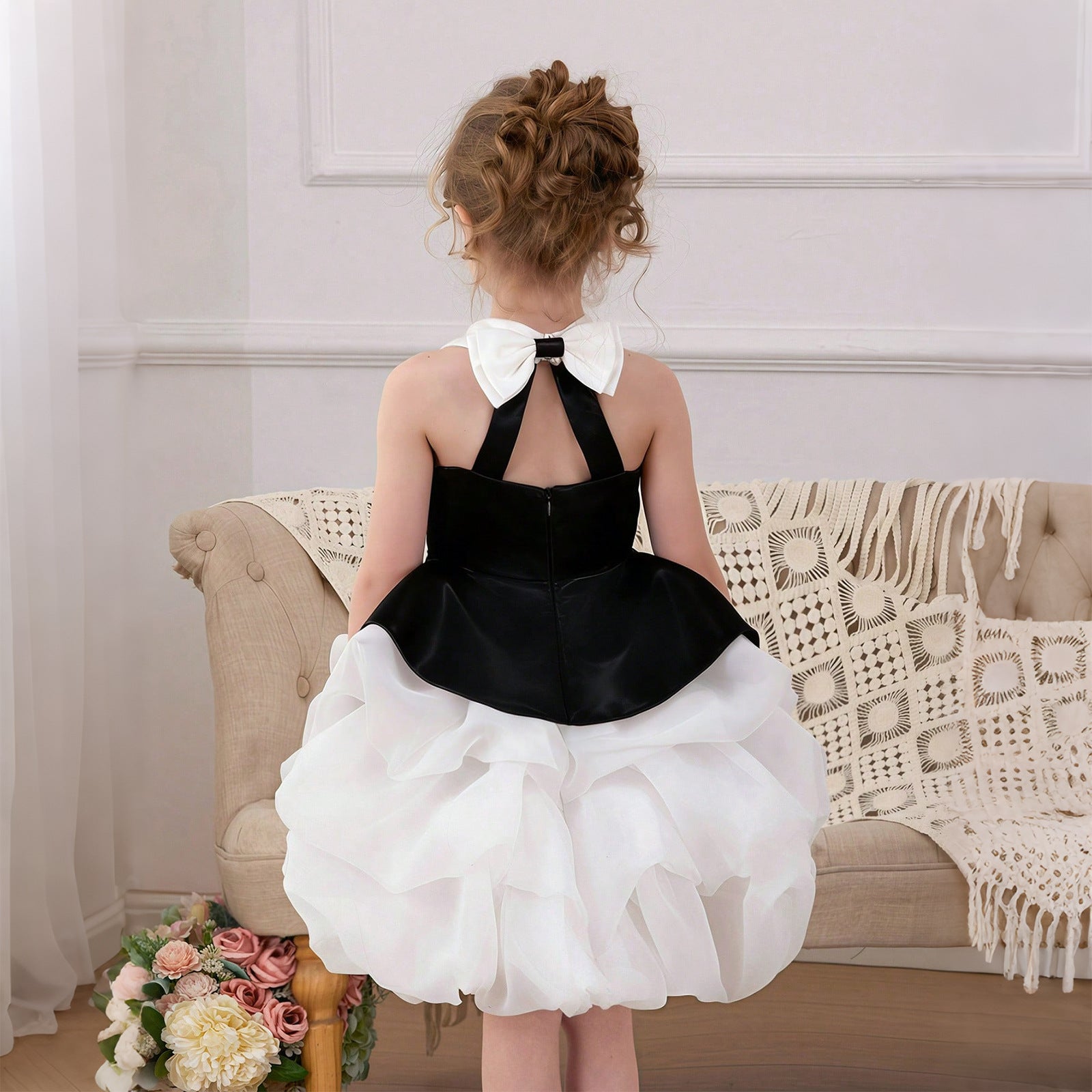 Color block tulle tutu girls birthday dress