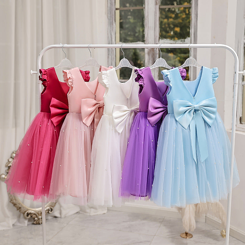 Princess tutu flower girl dress with mesh bow