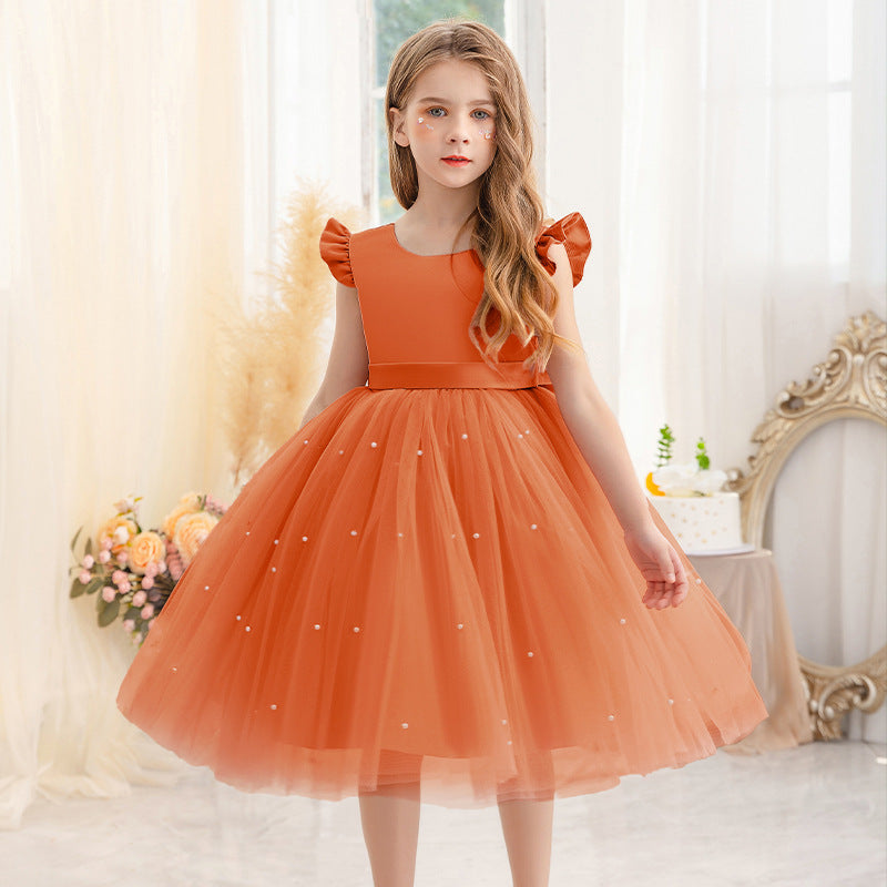 Princess tutu flower girl dress with mesh bow