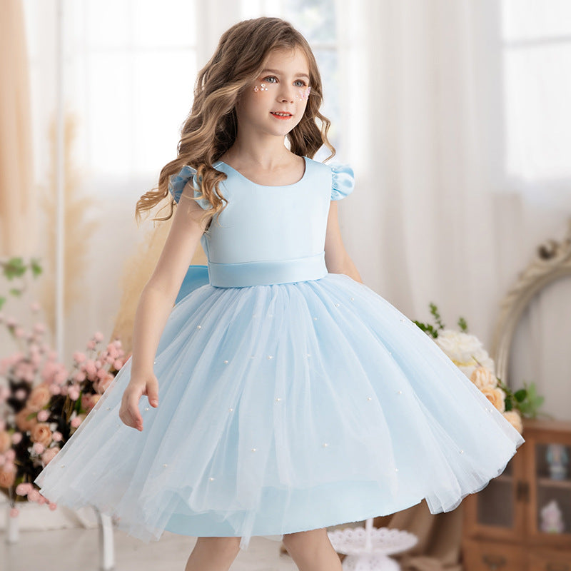 Princess tutu flower girl dress with mesh bow