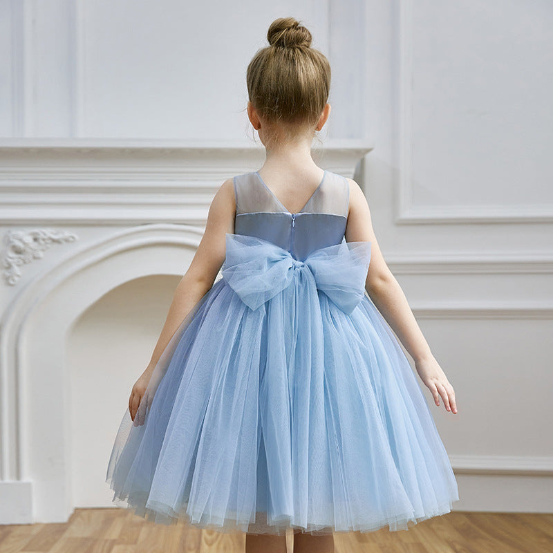 Puffy mesh girls princess party dress