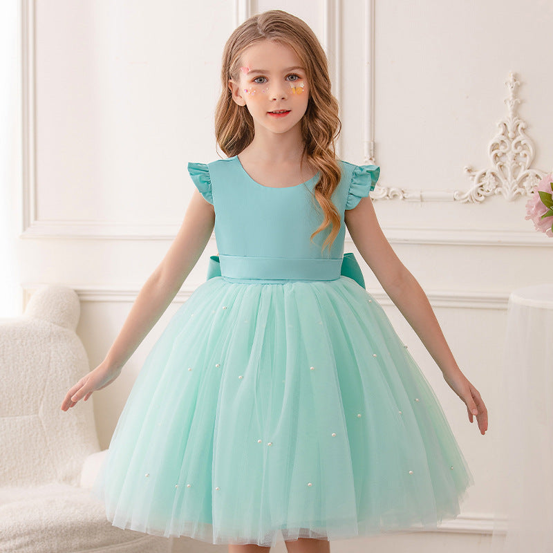 Princess tutu flower girl dress with mesh bow