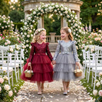 Girls long sleeve sequin Christmas dress with tulle skirt