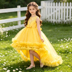 Girls Christmas dress with puffy tulle trailing skirt