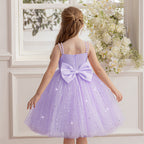 Beaded strap puffy tulle flower girl dress
