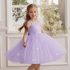 Beaded strap puffy tulle flower girl dress