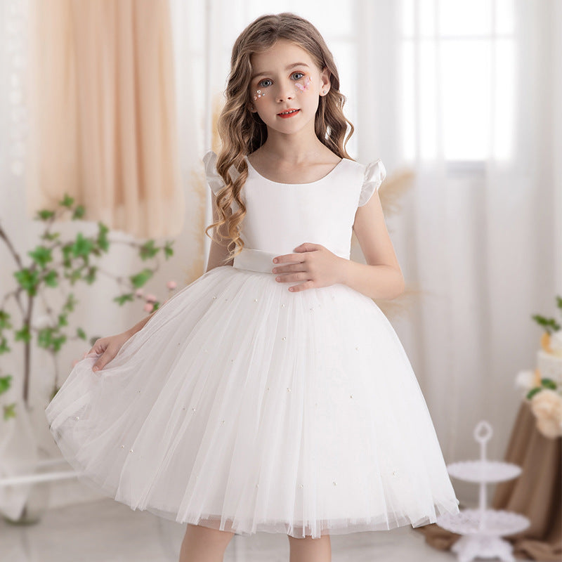 Princess tutu flower girl dress with mesh bow