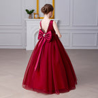 Bow-back tulle flower girl evening dress