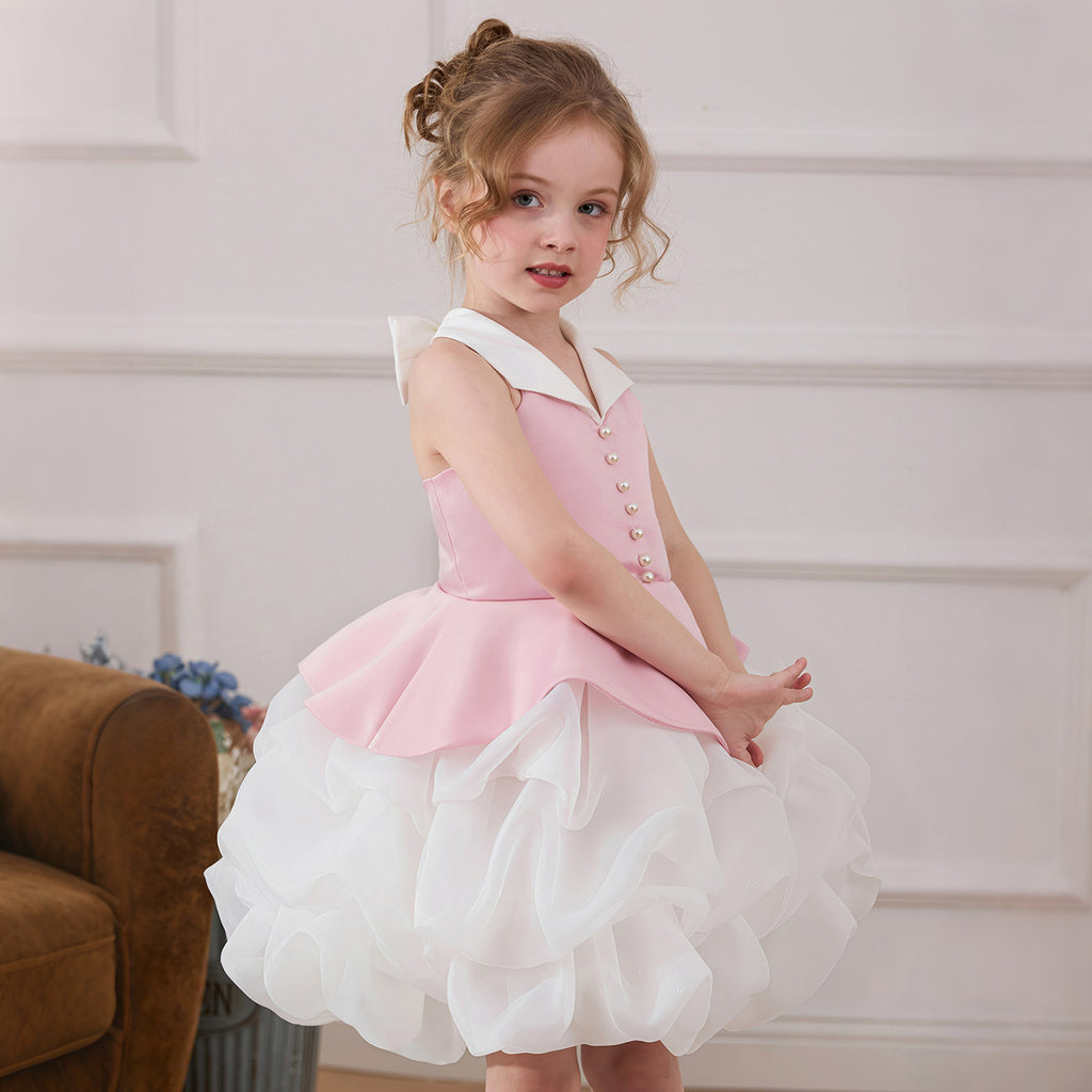 Color block tulle tutu girls birthday dress