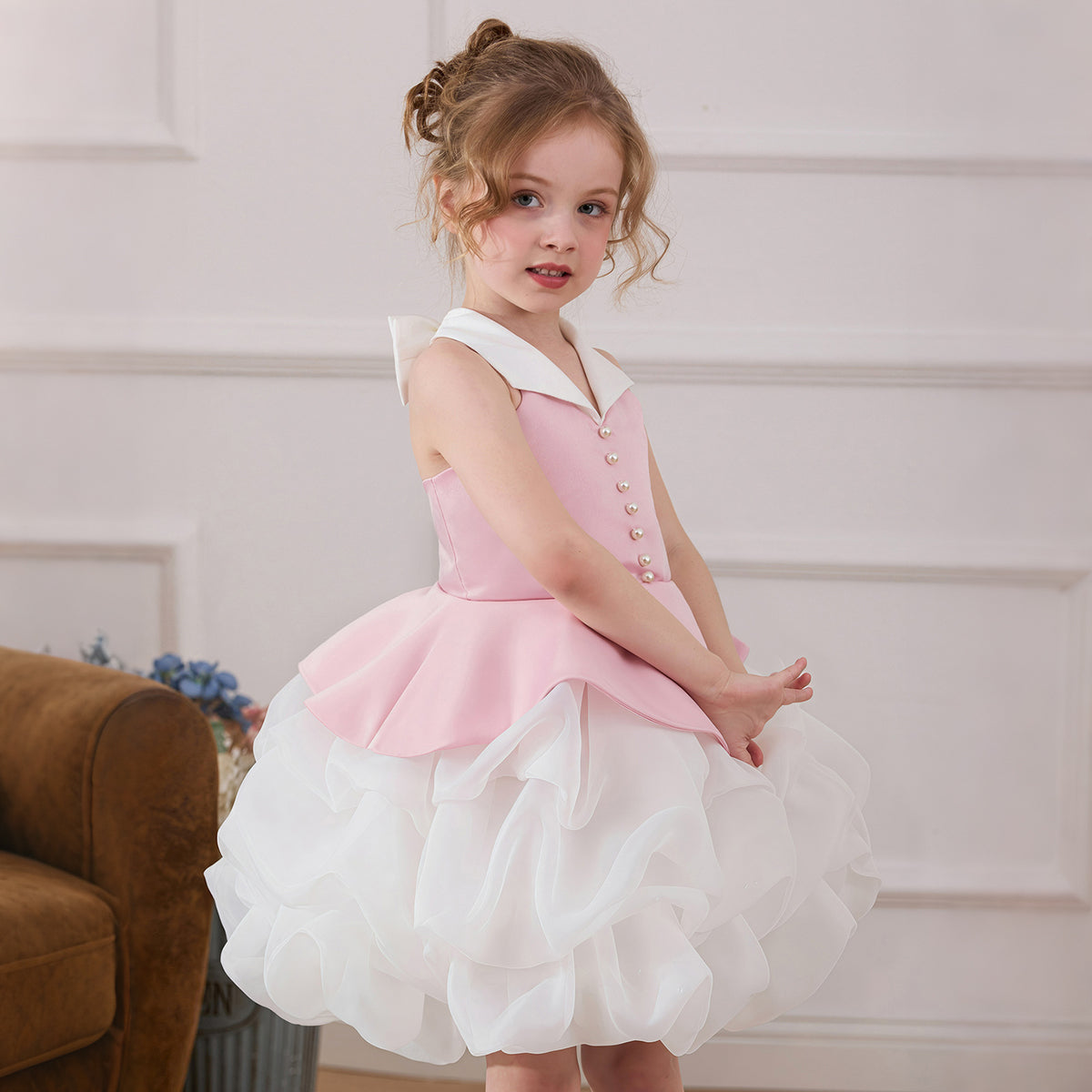 Color block tulle tutu girls birthday dress