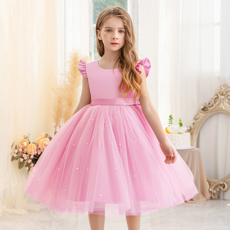 Princess tutu flower girl dress with mesh bow