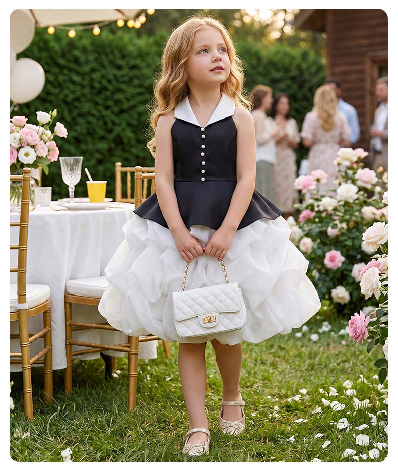 Color block tulle tutu girls birthday dress
