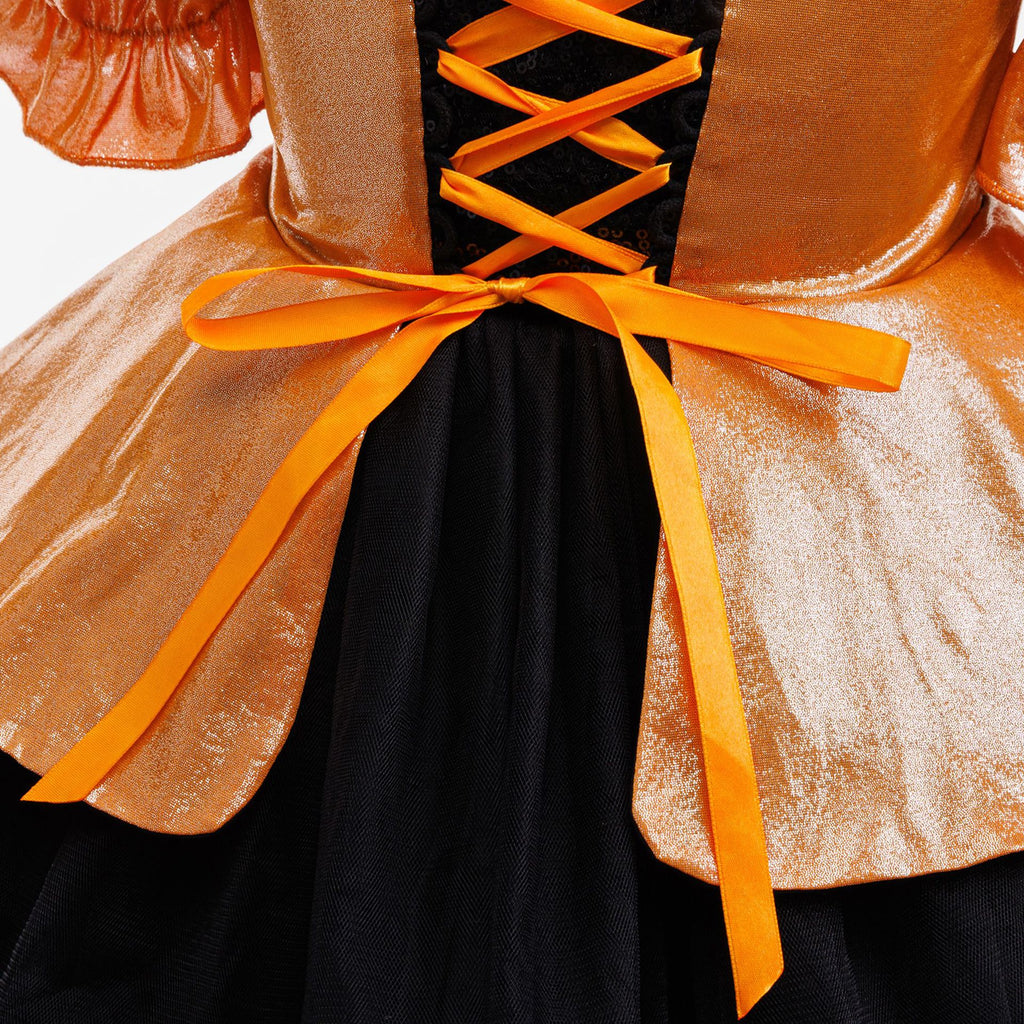 Ava girls Halloween witch costume dress with tutu skirt and witch hat