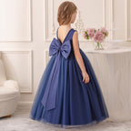 Bow-back tulle flower girl evening dress