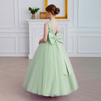Bow-back tulle flower girl evening dress