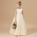 Bow-back tulle flower girl evening dress