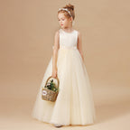 Bow-back tulle flower girl evening dress