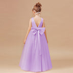Bow-back tulle flower girl evening dress
