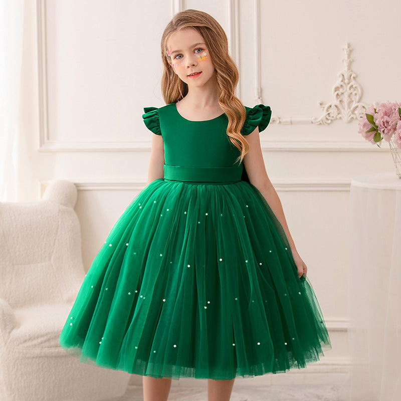 Princess tutu flower girl dress with mesh bow