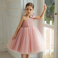 Pleated mesh girls princess party dress