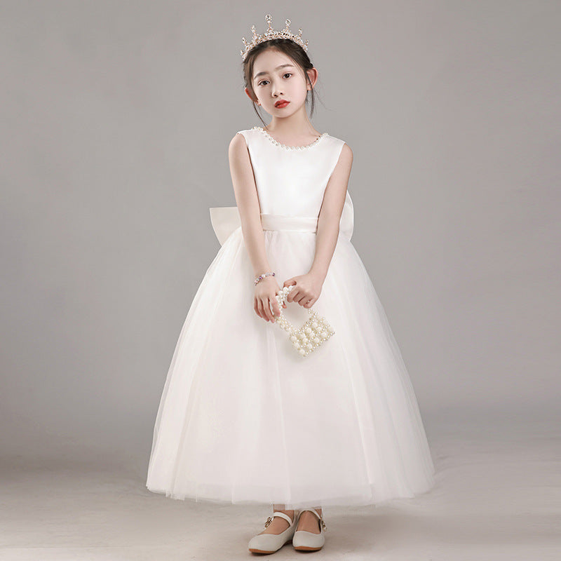 Bow-back tulle flower girl evening dress