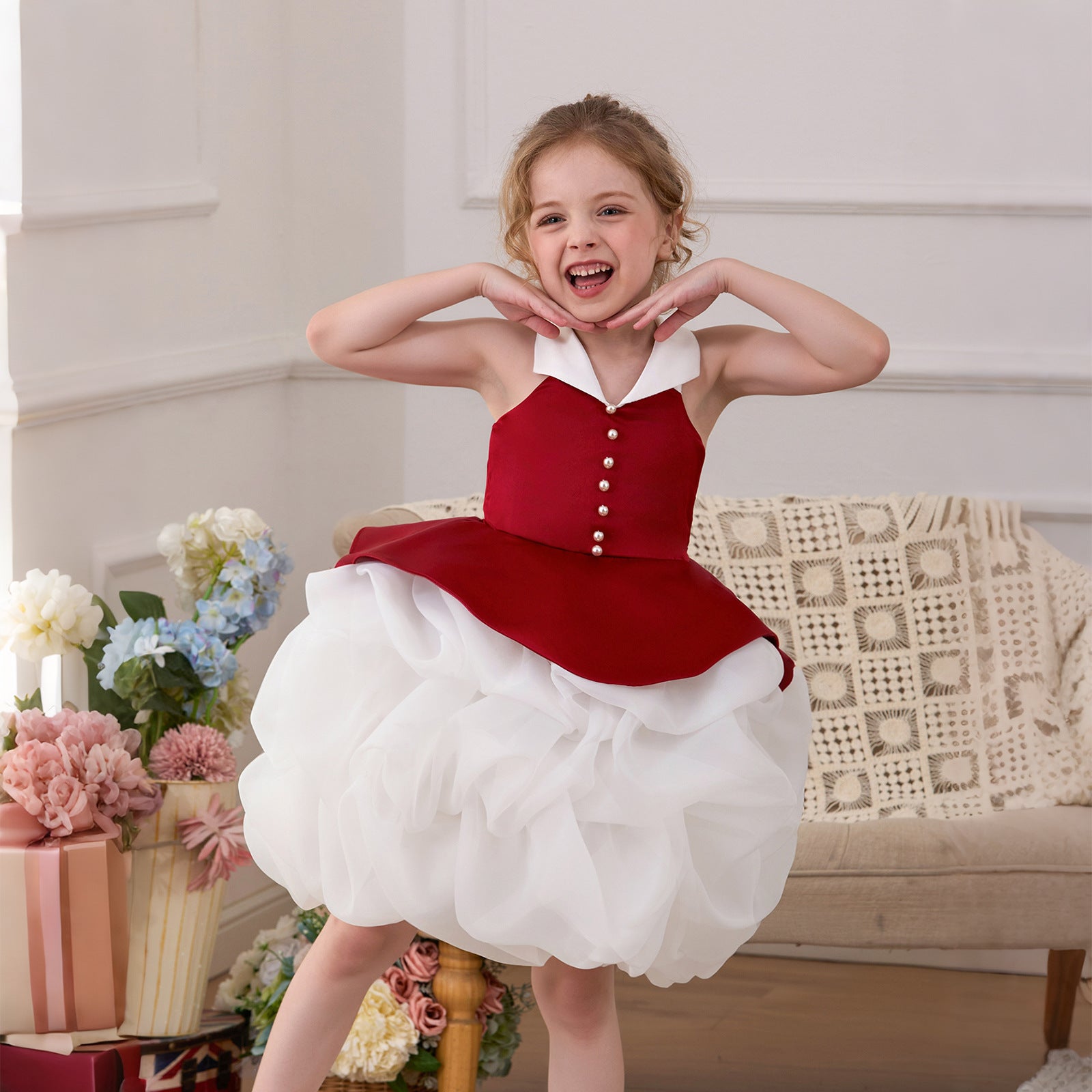Color block tulle tutu girls birthday dress