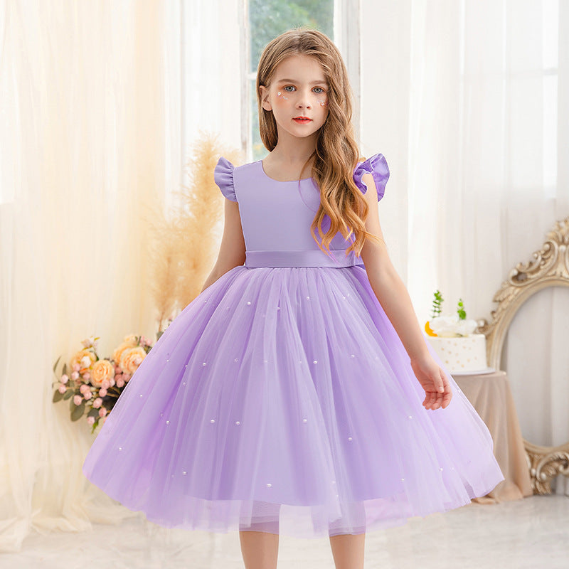 Princess tutu flower girl dress with mesh bow