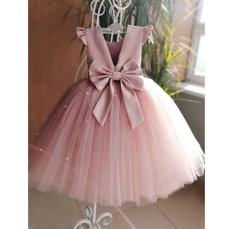 Princess tutu flower girl dress with mesh bow