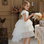 Champagne trailing flower girl princess dress