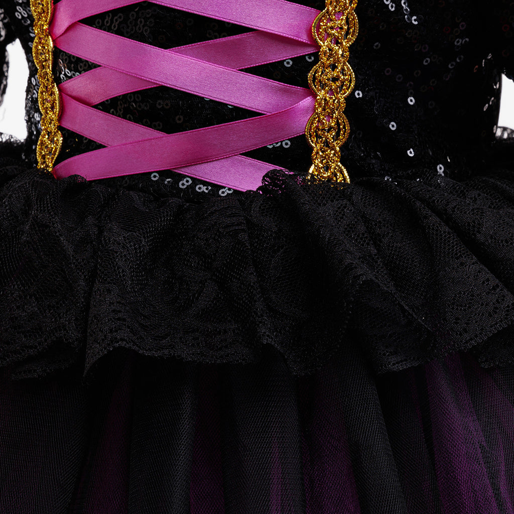 Mia girls purple sequin corset Halloween dress with ombre tulle skirt