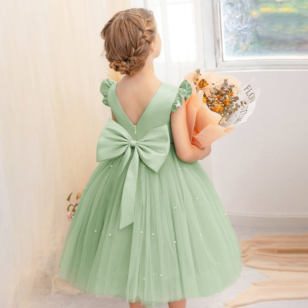 Princess tutu flower girl dress with mesh bow