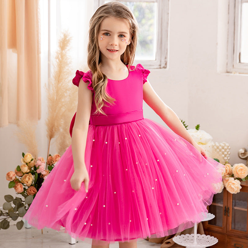 Princess tutu flower girl dress with mesh bow
