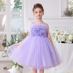 Puffy mesh girls princess party dress