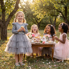 Girls long sleeve sequin Christmas dress with tulle skirt