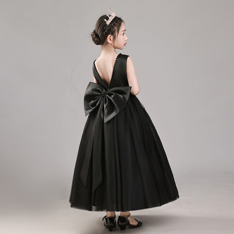 Bow-back tulle flower girl evening dress