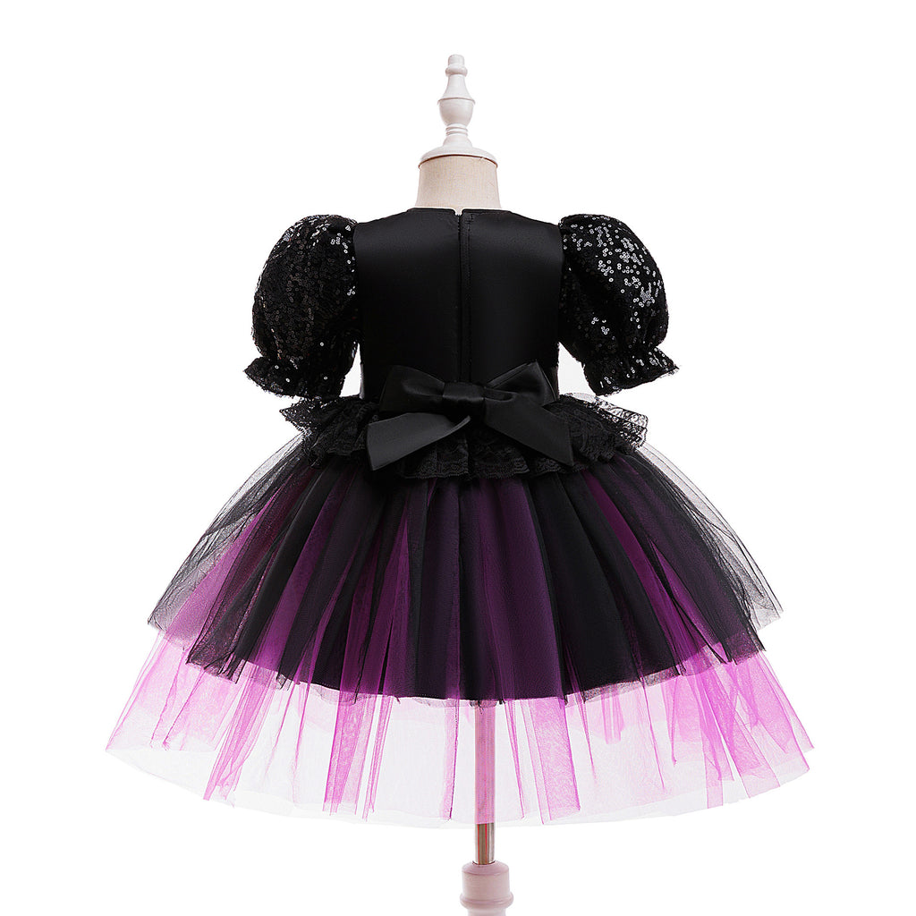 Mia girls purple sequin corset Halloween dress with ombre tulle skirt